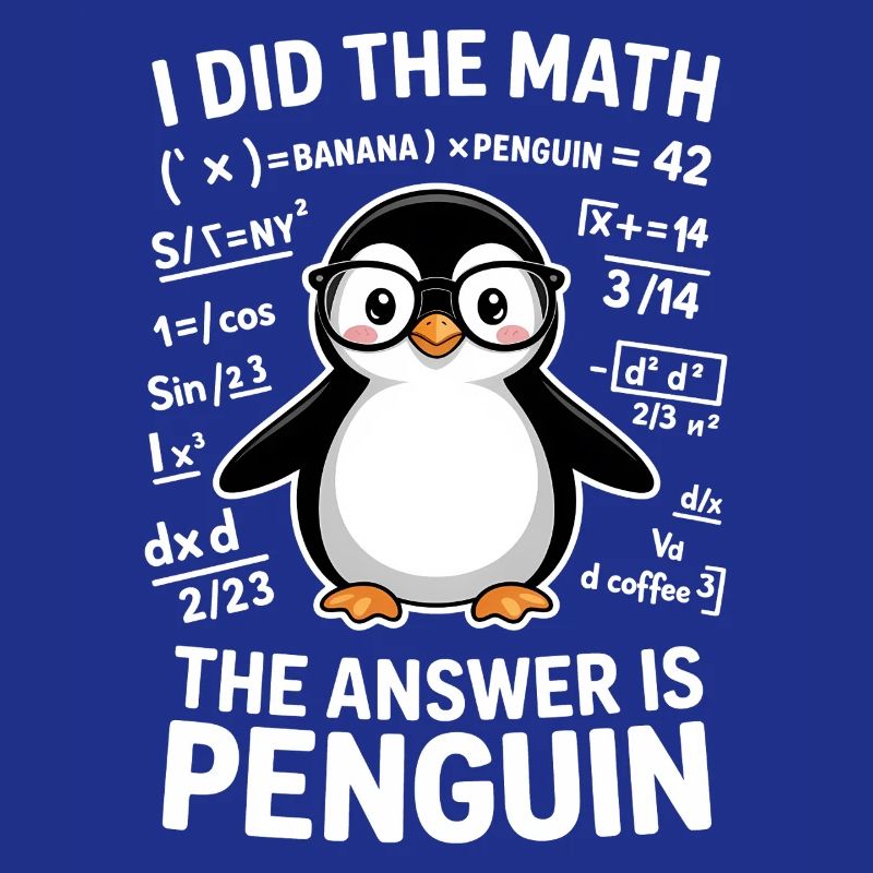 Math Sayings Penguin Funny Math Gift