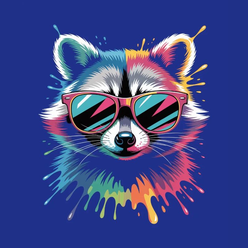 Bunter Waschbär Wasserfarben Spritzer Graffiti