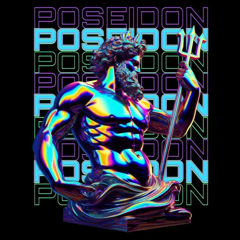 Neon Poseidon Trident