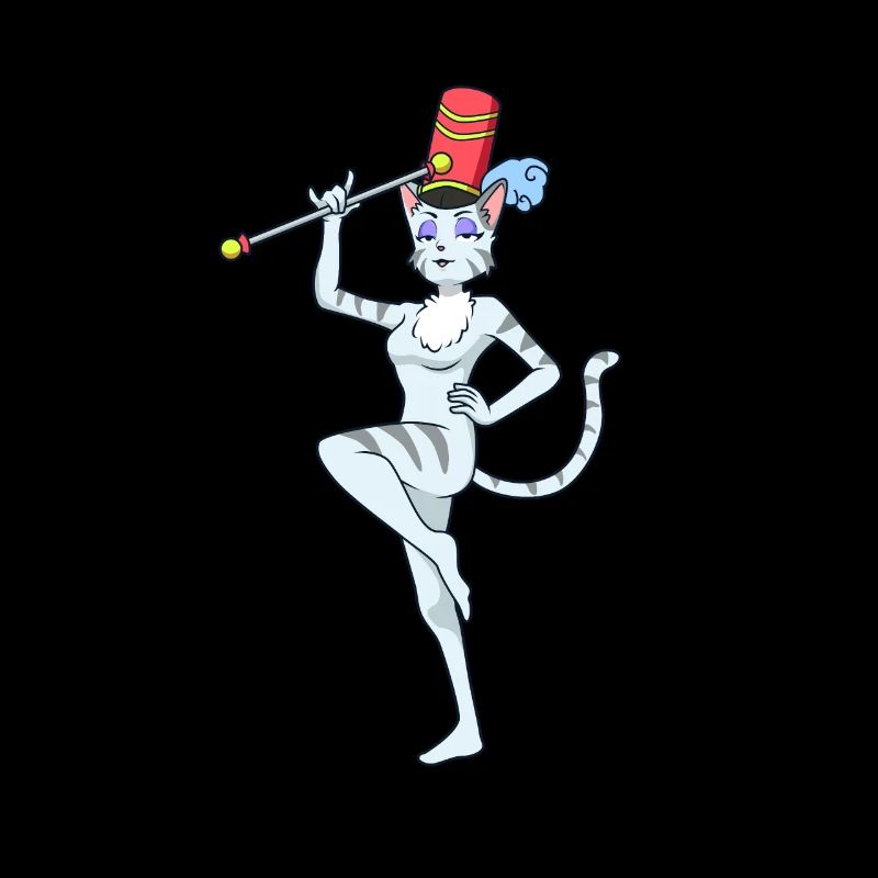 Comic Katze beim Twirling