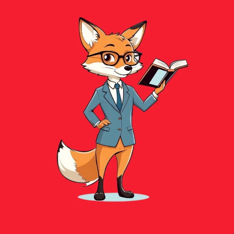 Fuchs-Professor mit Buch im Anzug