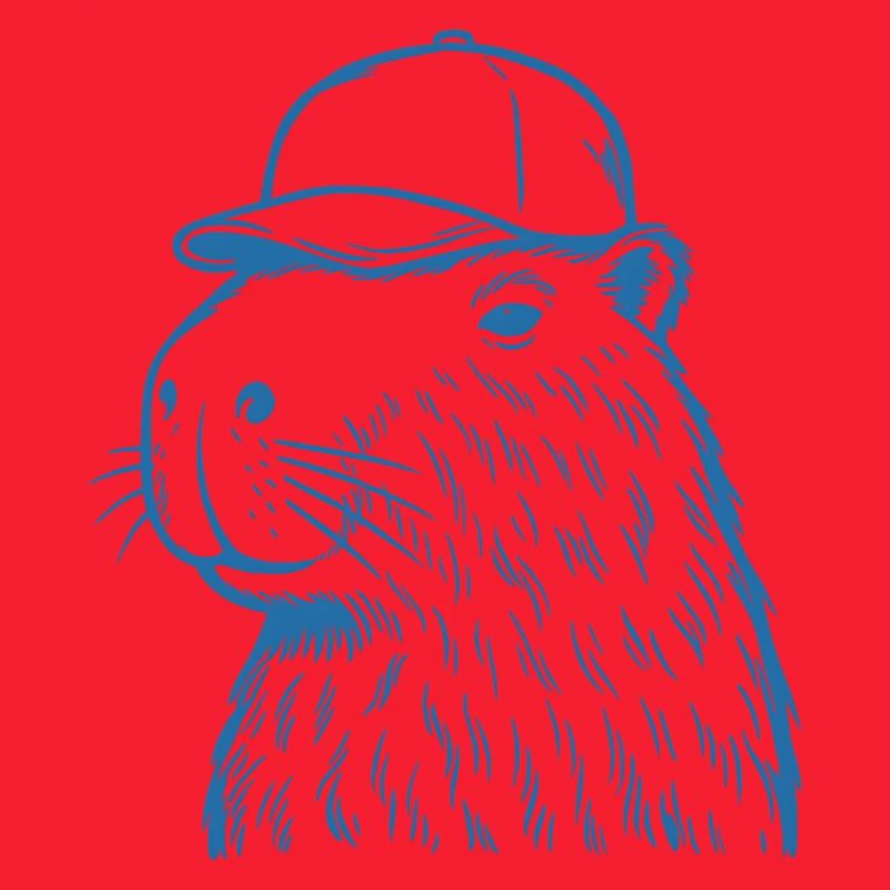 Capybara with baseball cap