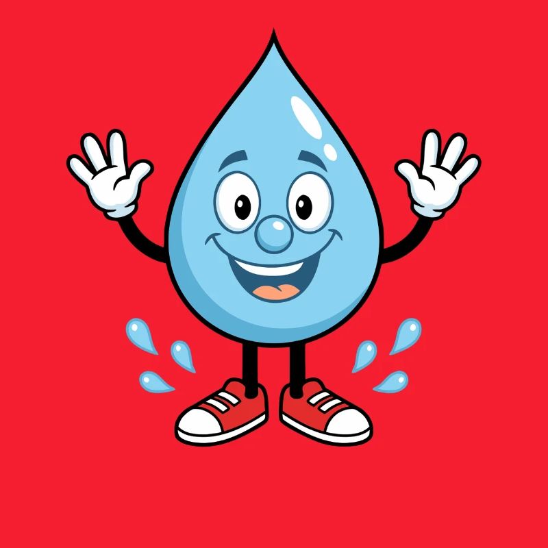 Fröhlicher Wassertropfen mit Sneakers
