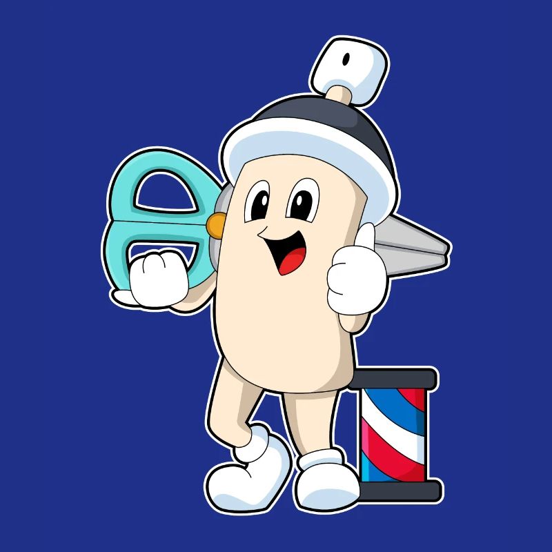 Laque de coiffure comme coiffeur avec des ciseaux