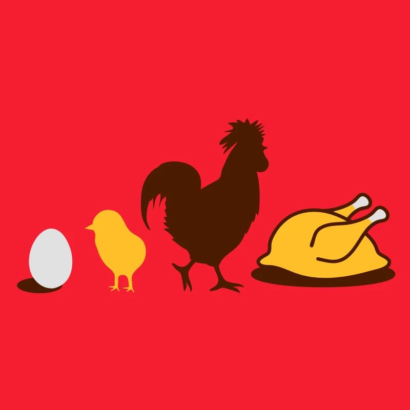 un oeuf, un poulet, un coq et une poule Evolution
