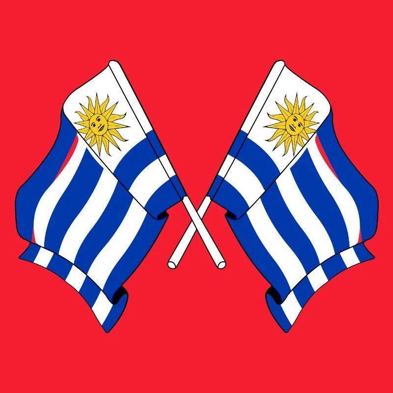 Deux drapeaux croisés de l’Uruguay