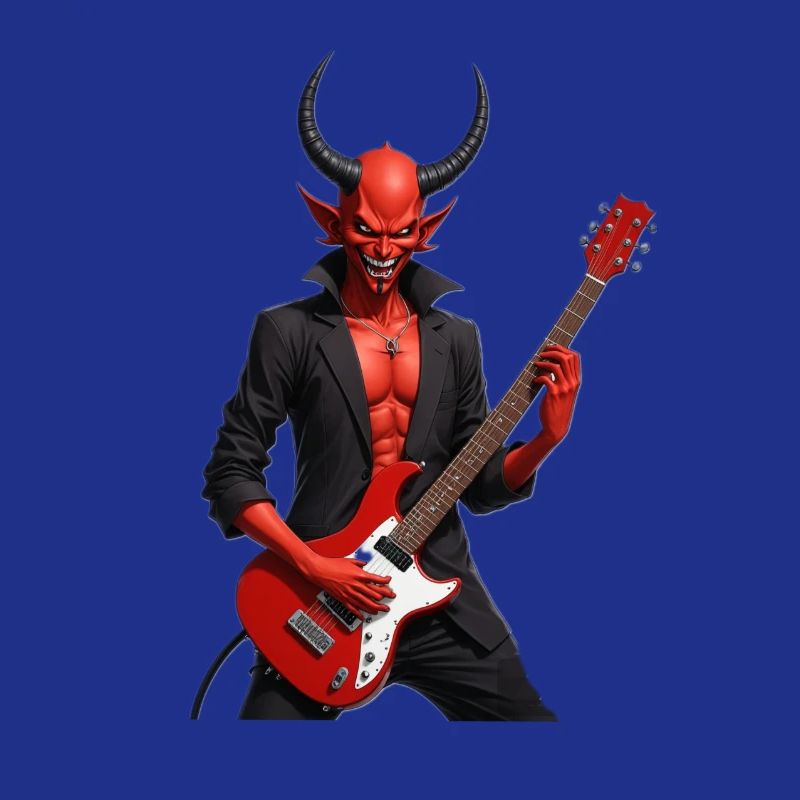Teufel mit roter E-Gitarre