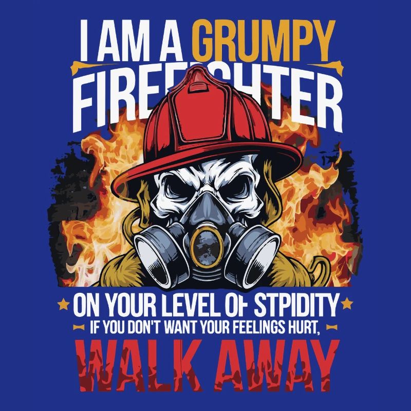 Grumpy Firefighter Skull Design