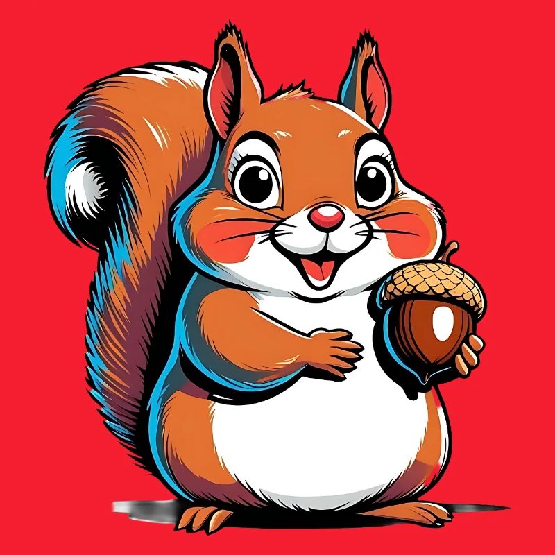 Niedlicher Eichhörnchen Druck mit Eichel