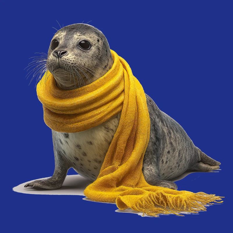 Phoque mignon avec écharpe jaune