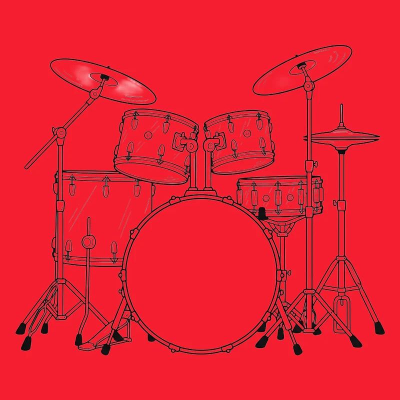 Black and White Drumset Sketch
