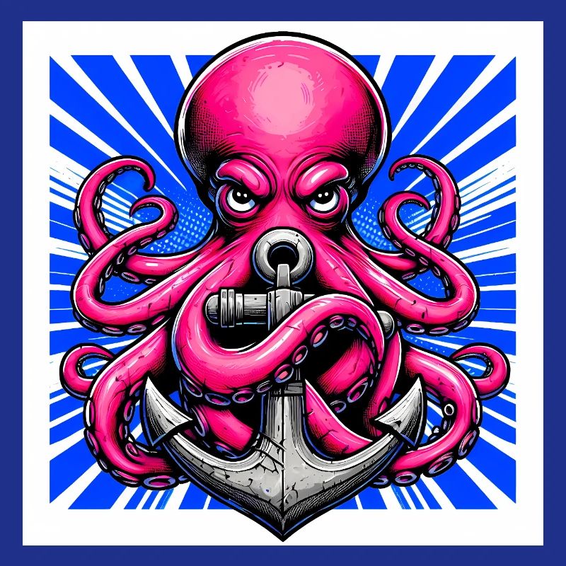 Oktopus umarmt einen Anker