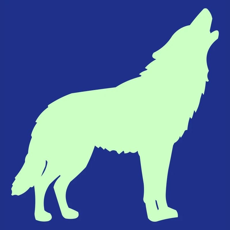 Silhouette de loup vert néon