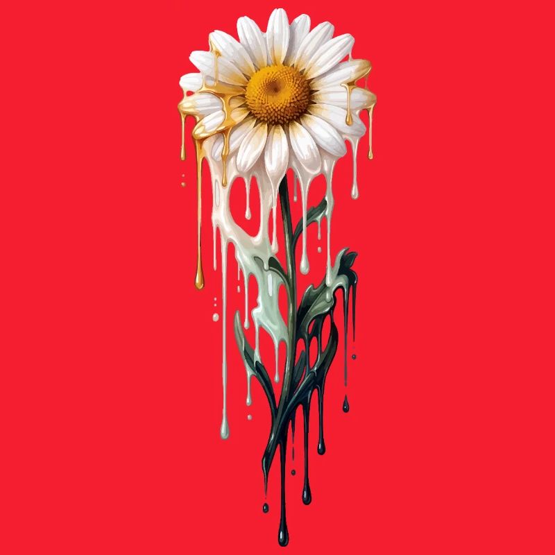 Daisy with dripping paint