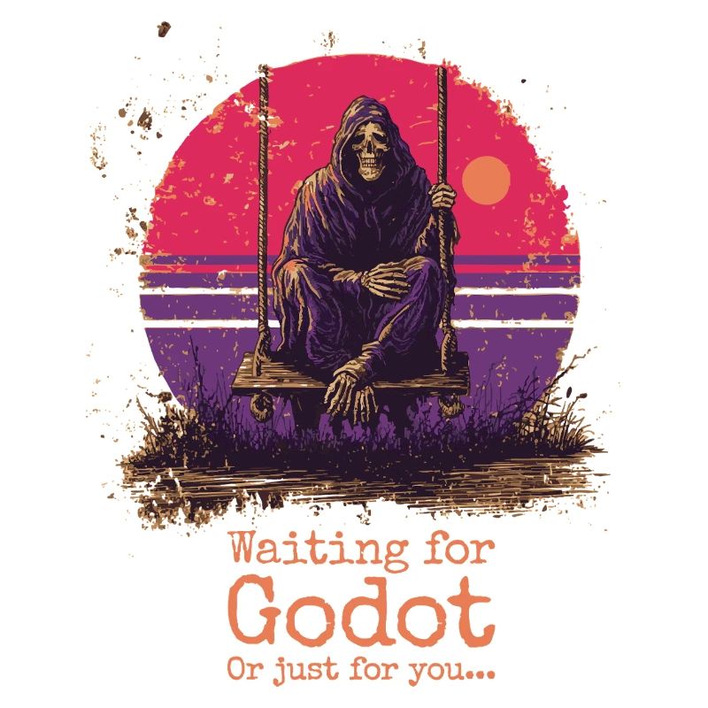 Grim Reaper on Swing in Sunset