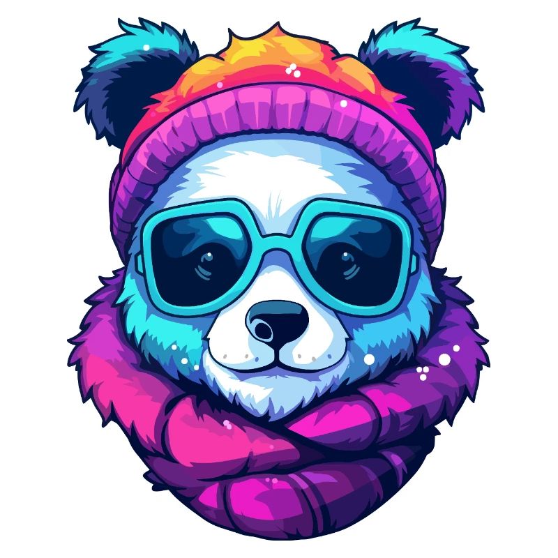 Neon-Regenbogenbär-Straßenstil mit Sonnenbrille