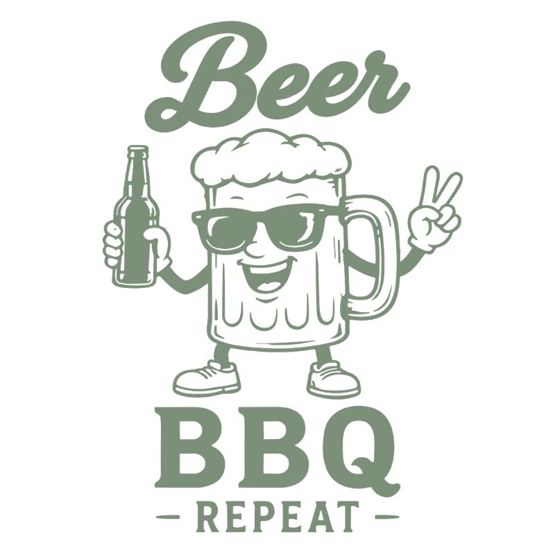 BEER BBQ REPEAT Grillen Bier Grafik
