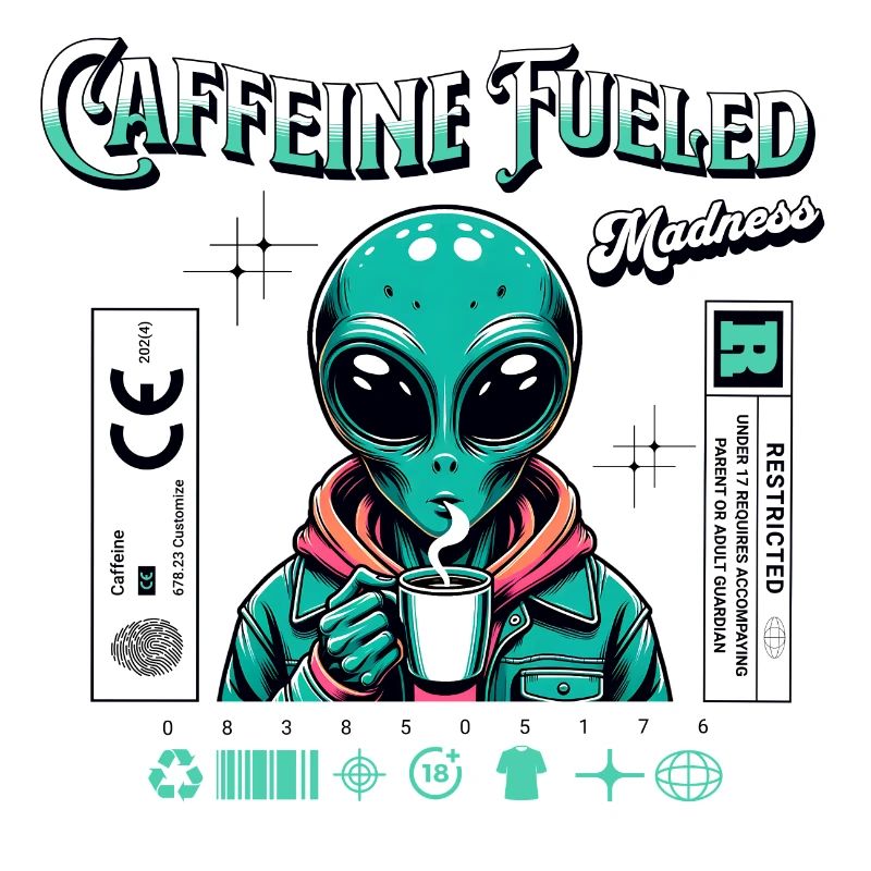 Caffeine-Charged Madness - Funny Alien Theme