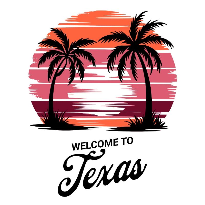 Texas Sunset - Conception rétro de palmier