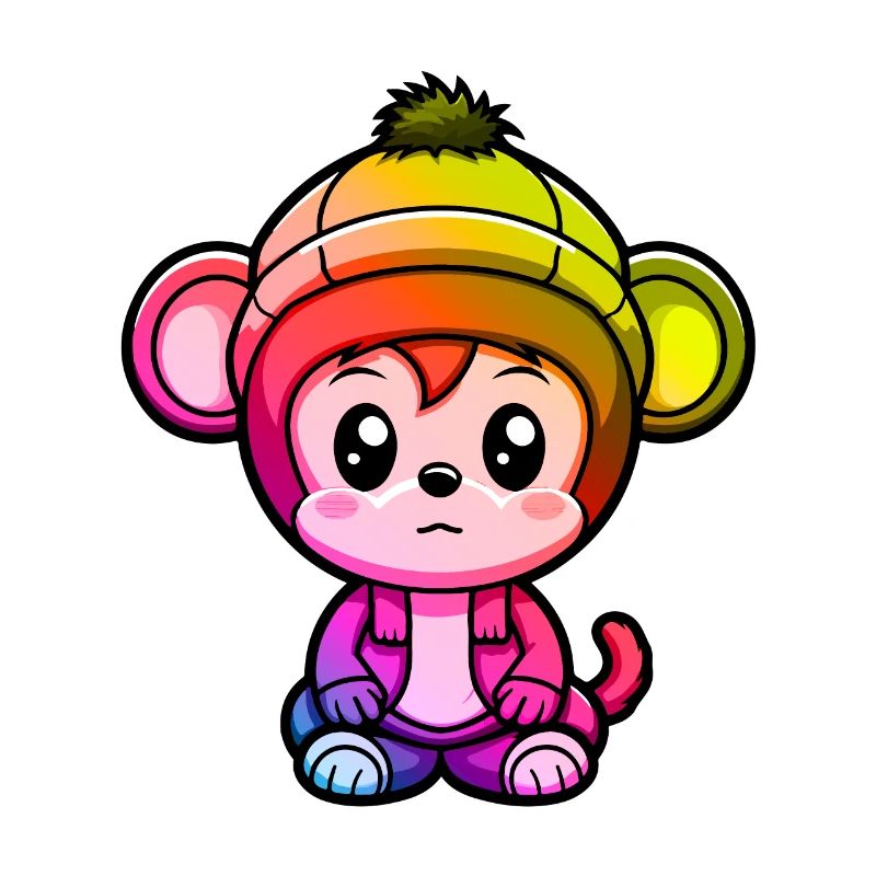 Affe Winter Tier Bunt Comic