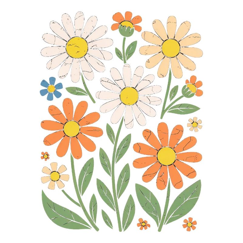 Boho Retro Gänseblümchen Muster Retro