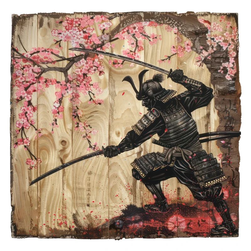 Japanisch, Samurai, Kirschblüte, Kunst, Ukiyo-E