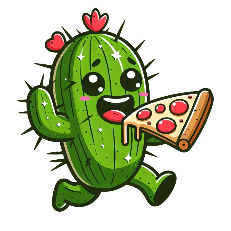 Süßer Kaktus Pizza Herz Comic