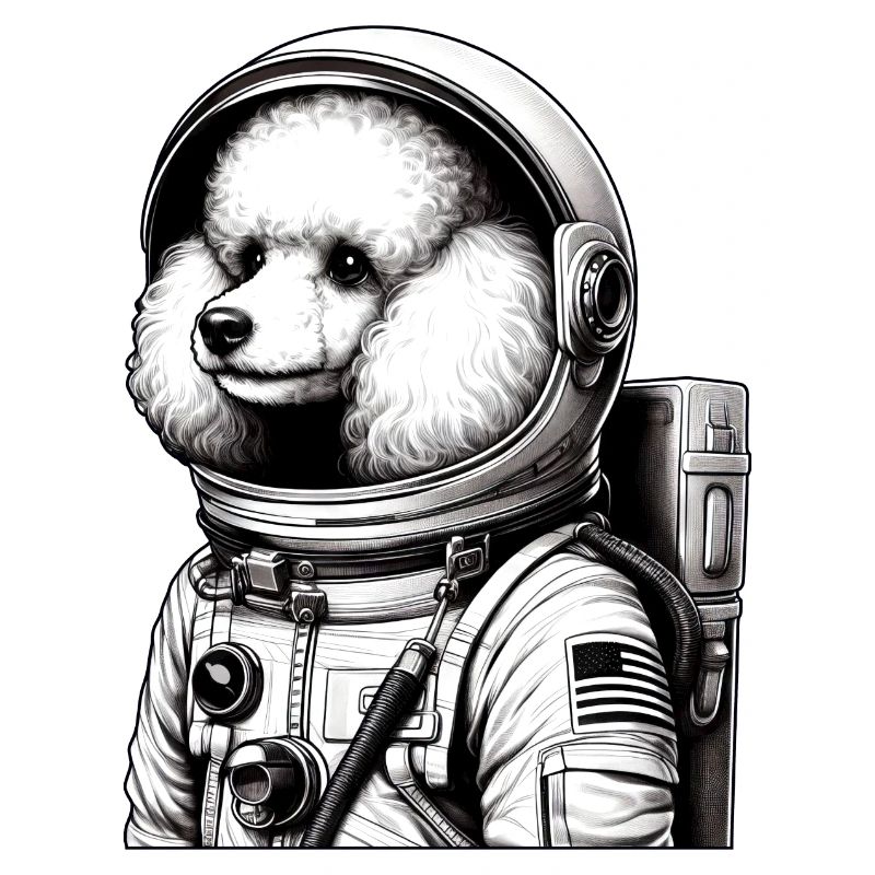 Caniche astronaute dans l’espace émerveillé