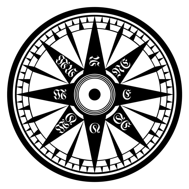 Kompass / Compass – Windrose, Schiffskompass