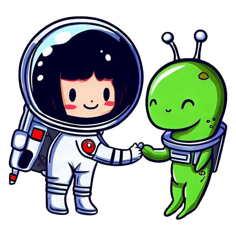 Greeting in Space: Alien & Astronaut Handshake
