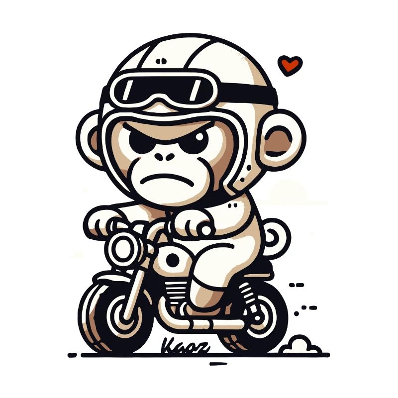 Little Biker Monkey on Small Motorcycle