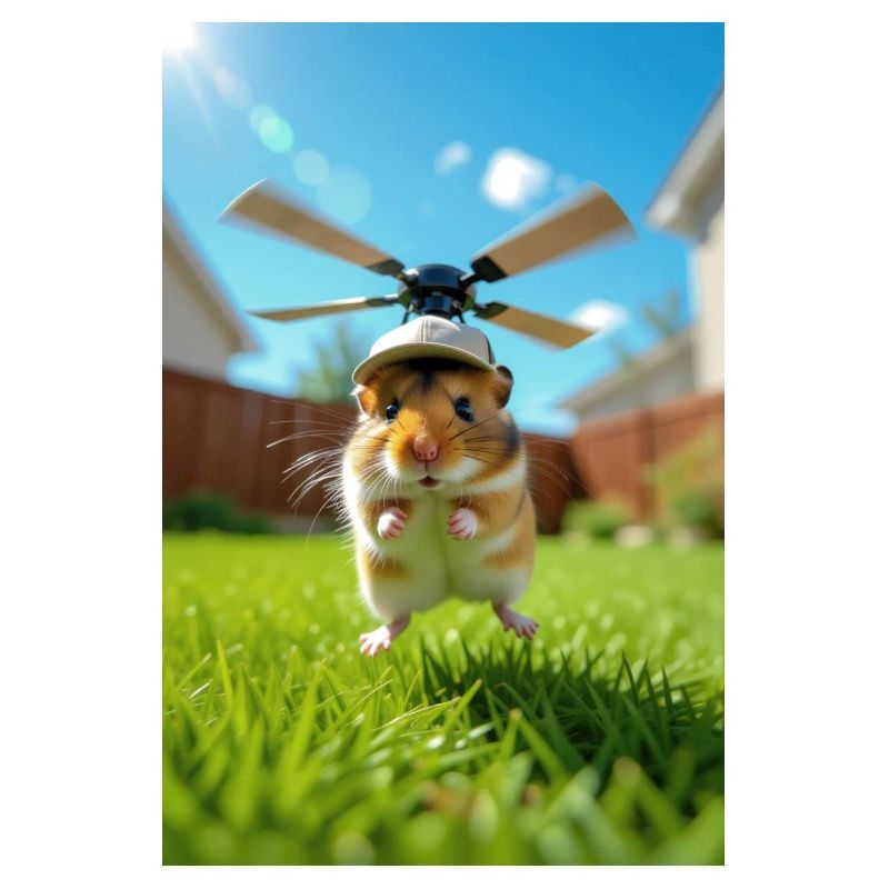 Hamster pilot in a helicopter