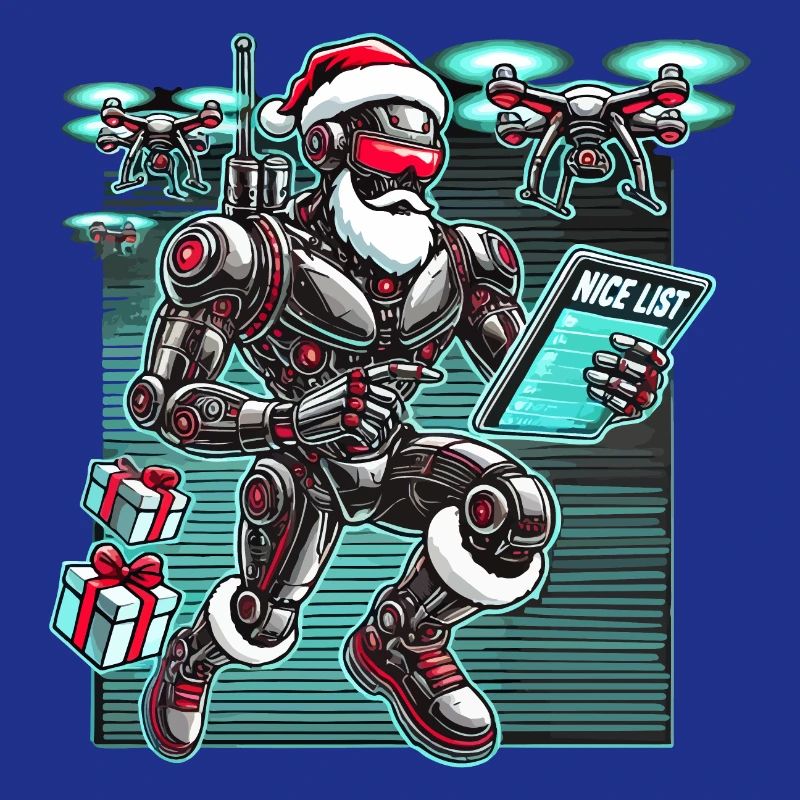 AI Santa Robot with Drones Future Christmas Helper