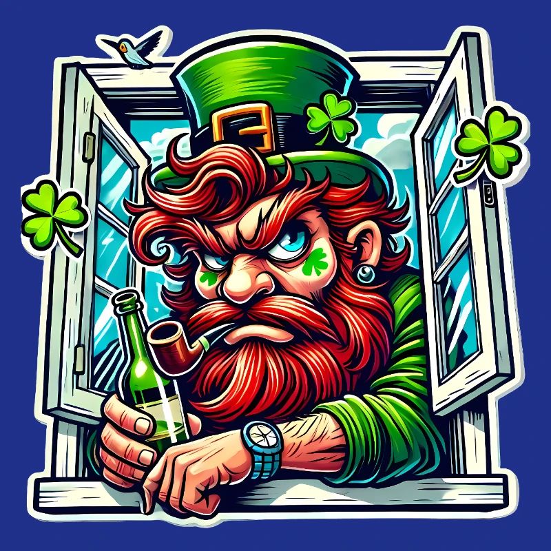 Grumpy Leprechaun St Patricks Window