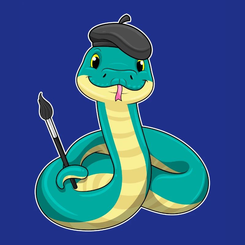 Snake as a painter with a brush