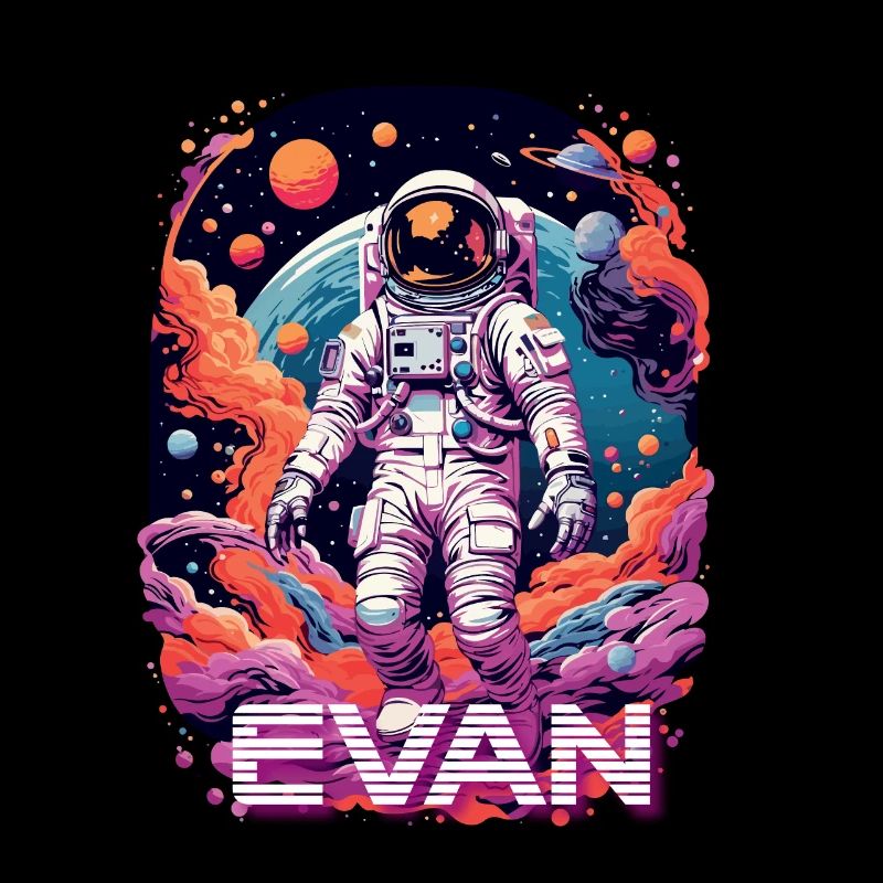 EVAN - Beautiful boy name with cool astronaut