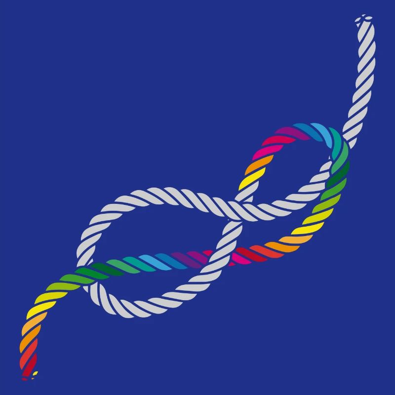 Achtknoten oder Liebesknoten in Regenbogen Farben