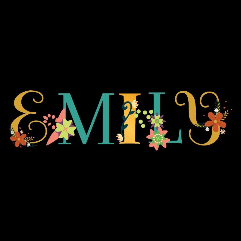 EMILY Name Art mit gestickten Blumen