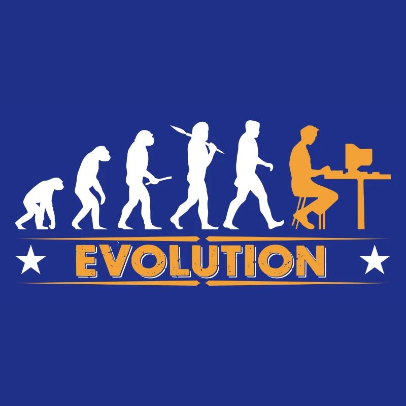 Computer Nerd Evolution - orange/weiss