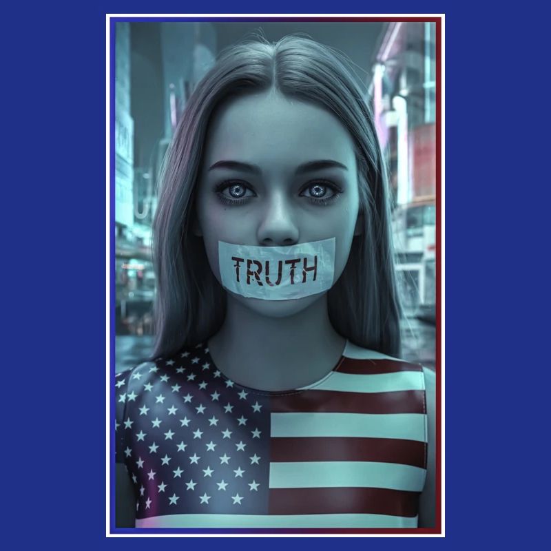 Conception du visage avec la bouche de vérité dans le drapeau américain