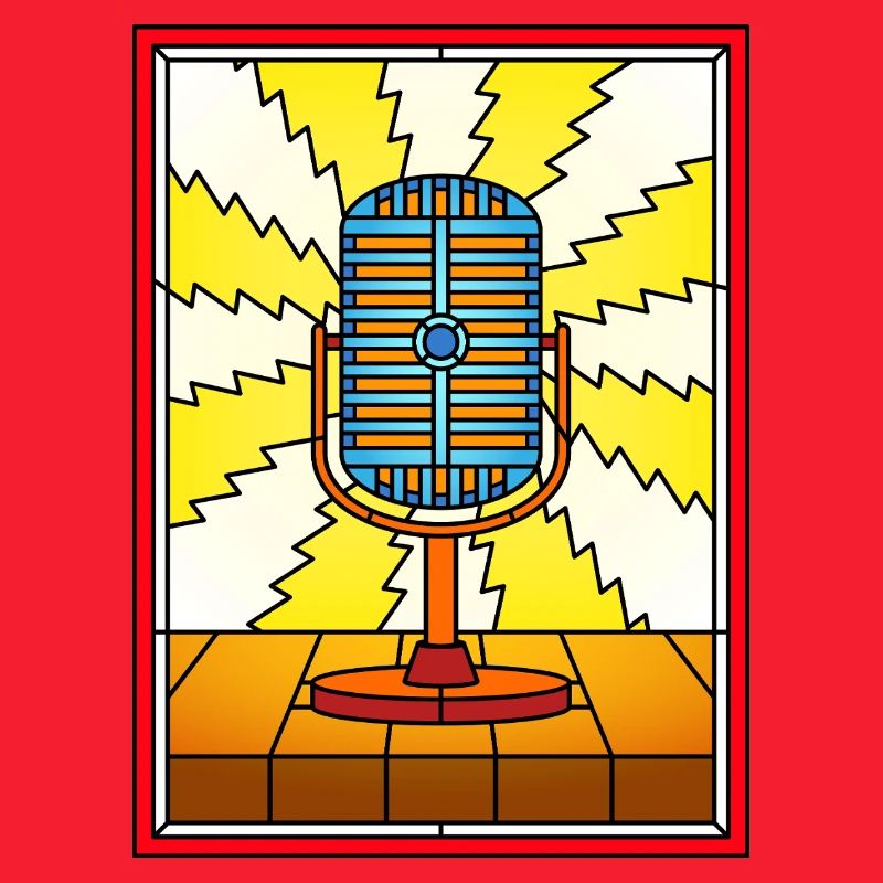 Retro Microphone Lightning Burst