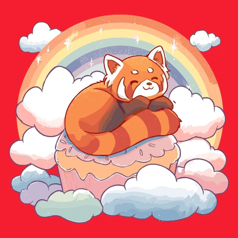 Red Panda in Rainbow Cloud Cake