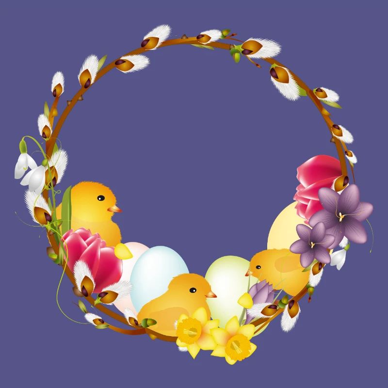 Spring wreath with chick Easter and spring motif