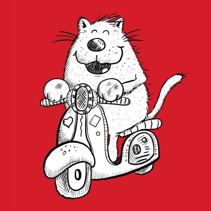 Lustige Katze Auf Roller Comicfigur Fun Geschenk