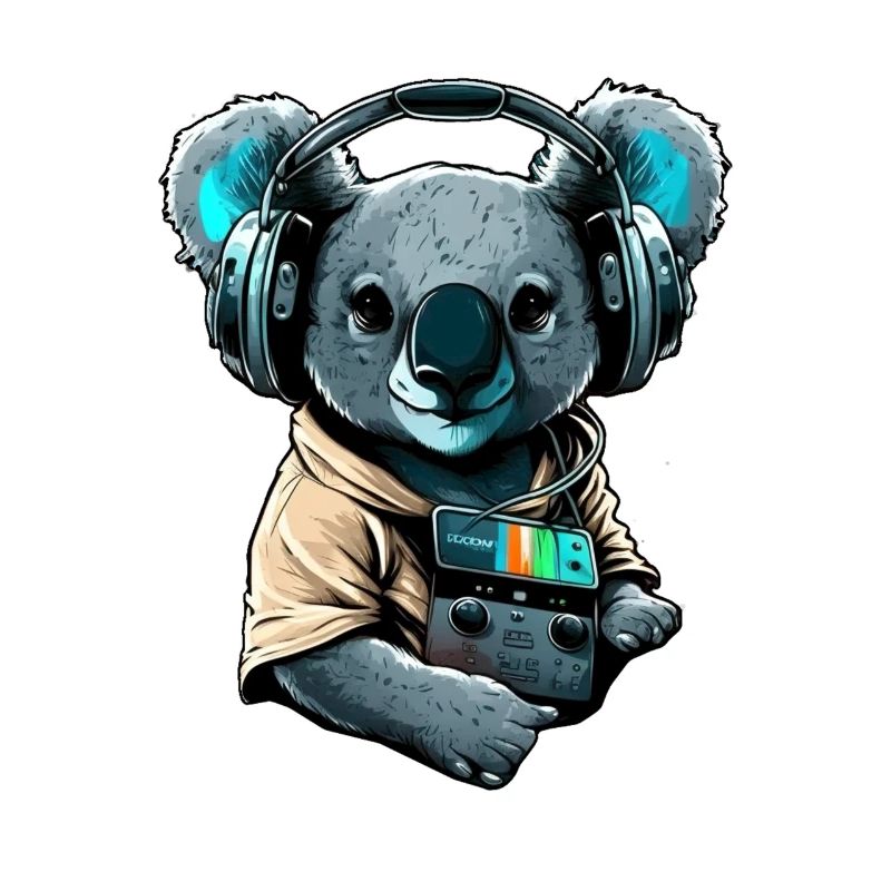 Koala avec écouteurs