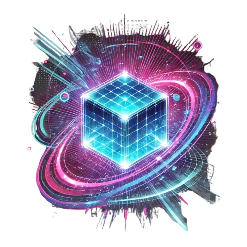 Futuristic Hologram Design – Glowing Cube