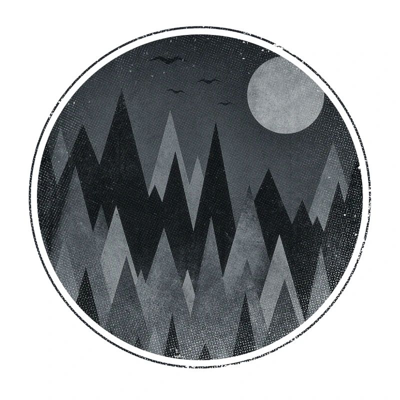Black & White Triangles Abstract mountains design
