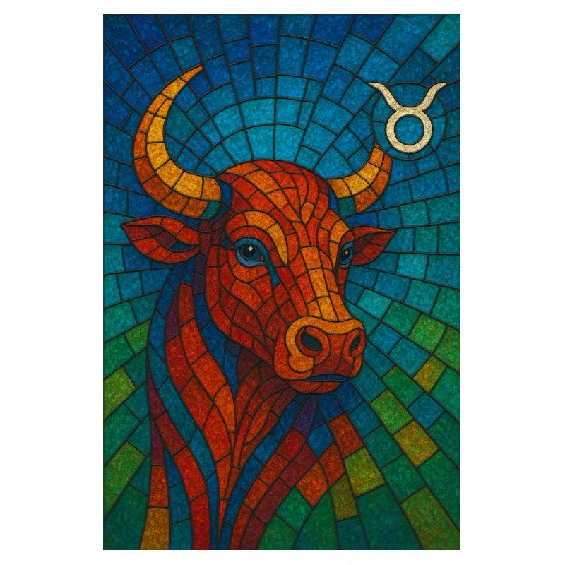 Taurus Stier – Buntes Glasmosaik Sternzeichen