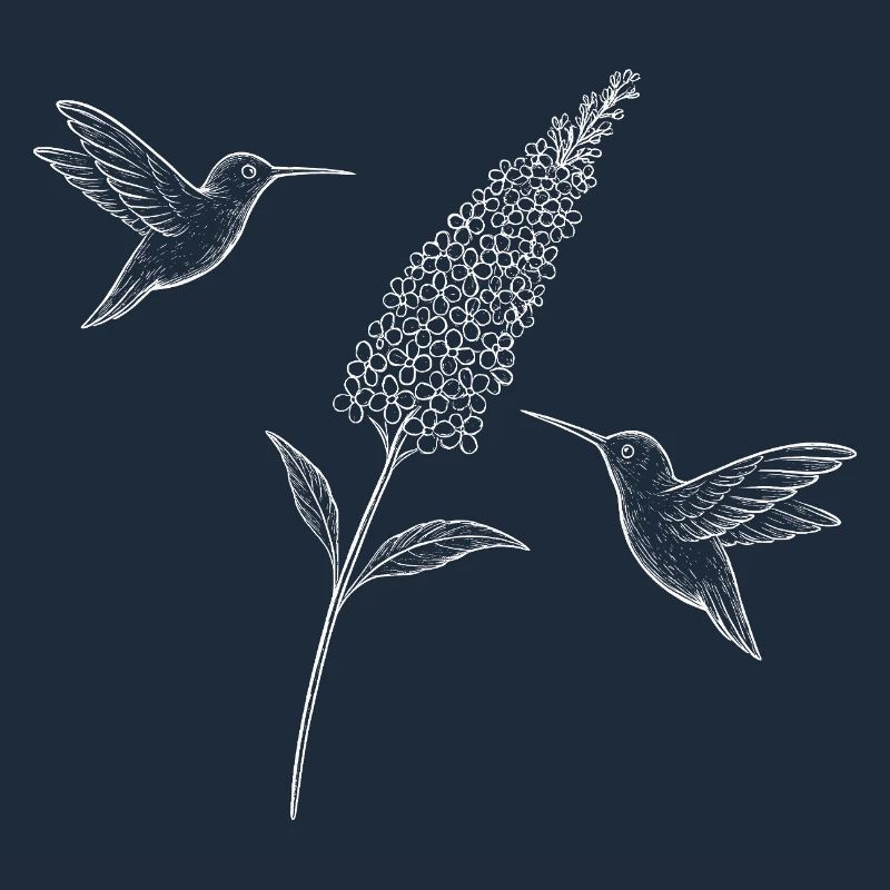 Kolibris mit Blume Boho Cottagecore