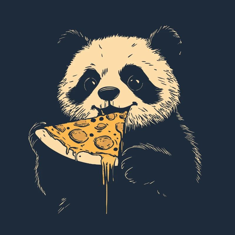 Panda eats pizza
